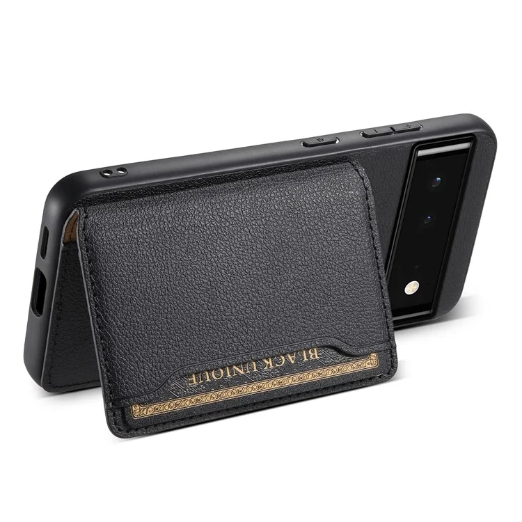 Per Google Pixel 6 Custodia in PC+TPU+Pelle PU con Slot per Schede, Supporto Magnetico, Texture a Vitello - Nero