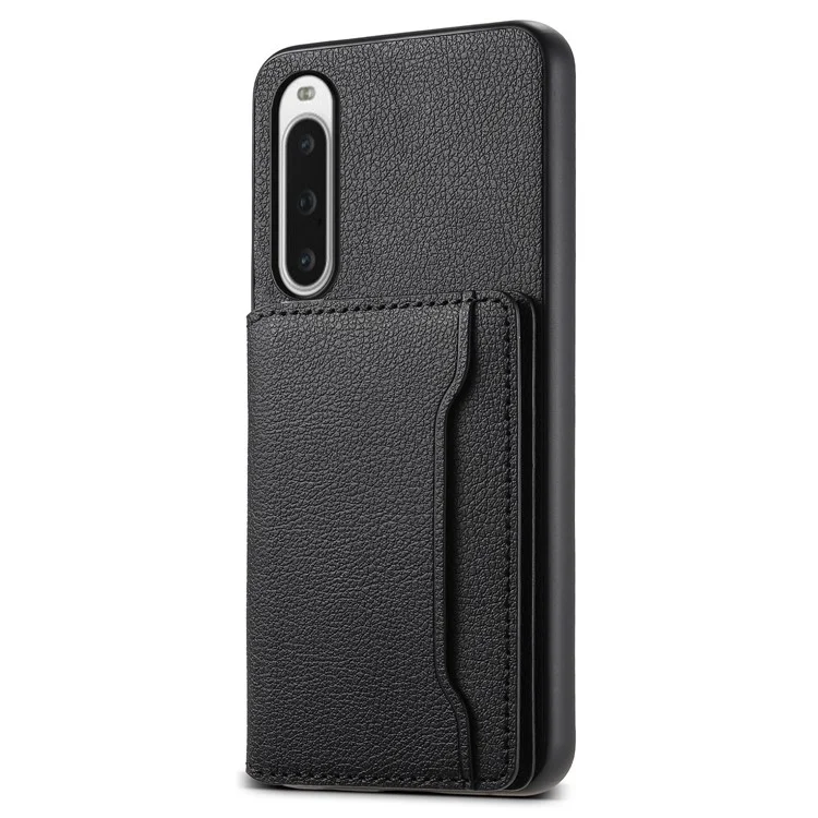 Per Sony Xperia 10 V Case Kickstand Calf Texture Phone Back Protector - Nero