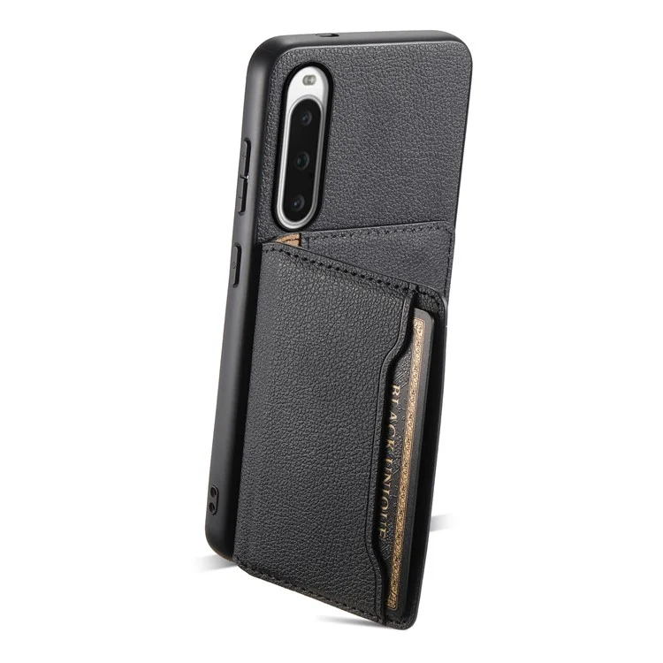Per Sony Xperia 10 V Case Kickstand Calf Texture Phone Back Protector - Nero