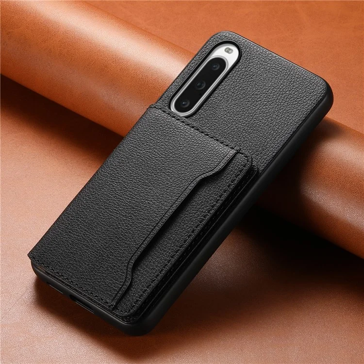 Per Sony Xperia 10 V Case Kickstand Calf Texture Phone Back Protector - Nero