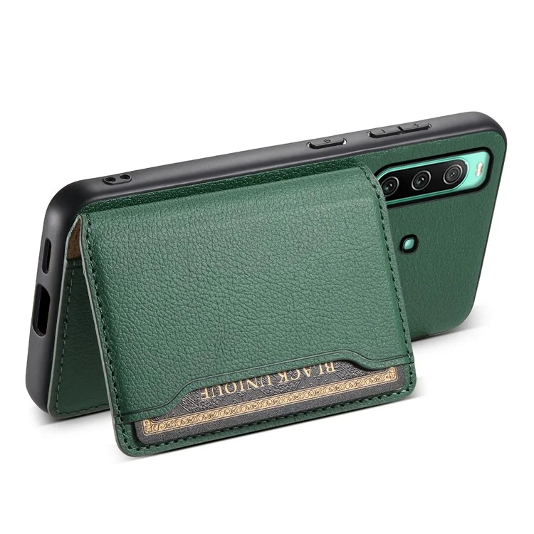 Para el caso del teléfono Sony Xperia 10 IV 5G, estuche con ranuras para tarjetas, revestimiento de TPU+PC+PU y soporte - Verde