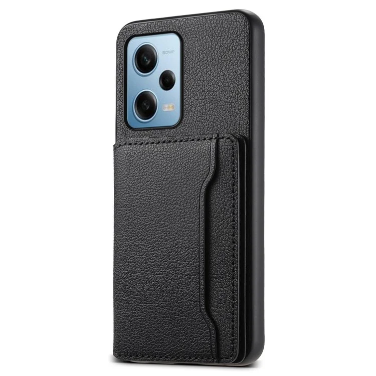 For Xiaomi Redmi Note 12 Pro 5G / 12 Pro Speed 5G / Poco X5 Pro 5G Case TPU+PC+PU Kickstand Phone Cover with Card - Black