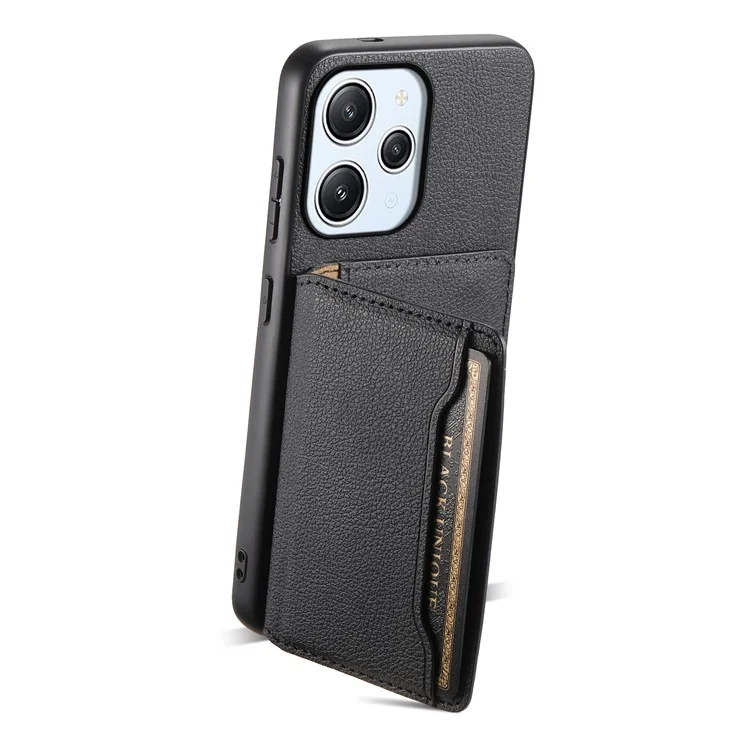 For Xiaomi Redmi Note 12R 5G / Redmi 12 5G (Global) / Redmi 12 4G Case Calf Texture Card Slots Shell - Black
