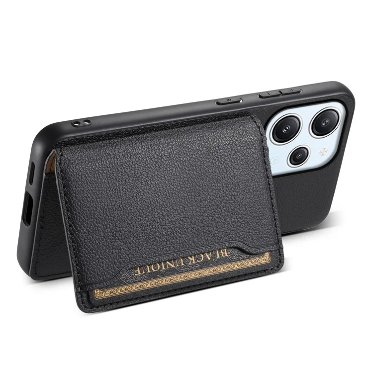 For Xiaomi Redmi Note 12R 5G / Redmi 12 5G (Global) / Redmi 12 4G Case Calf Texture Card Slots Shell - Black
