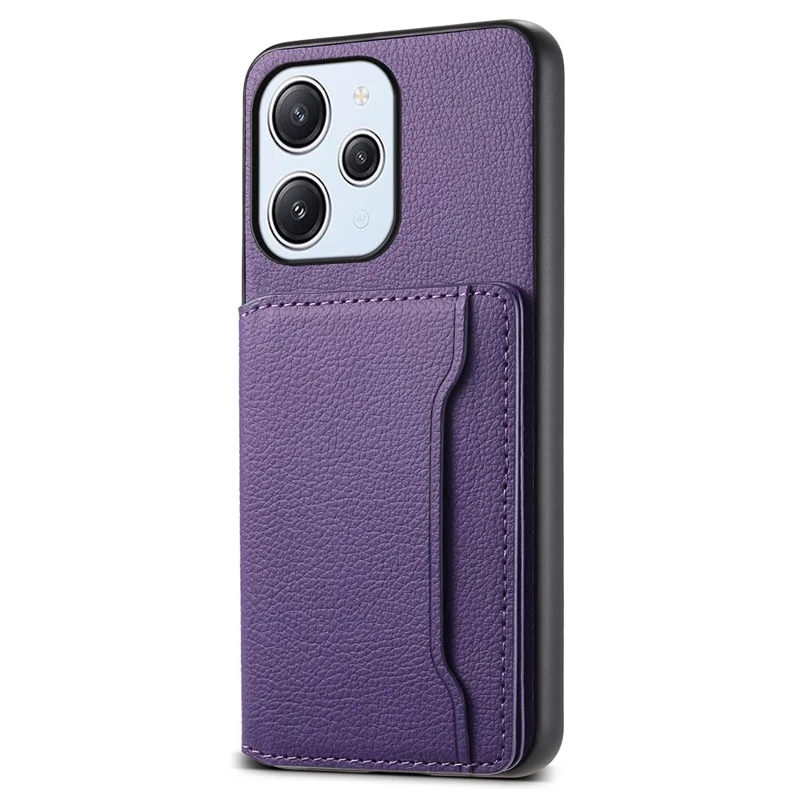For Xiaomi Redmi Note 12R 5G / Redmi 12 5G (Global) / Redmi 12 4G Case Calf Texture Card Slots Shell - Purple