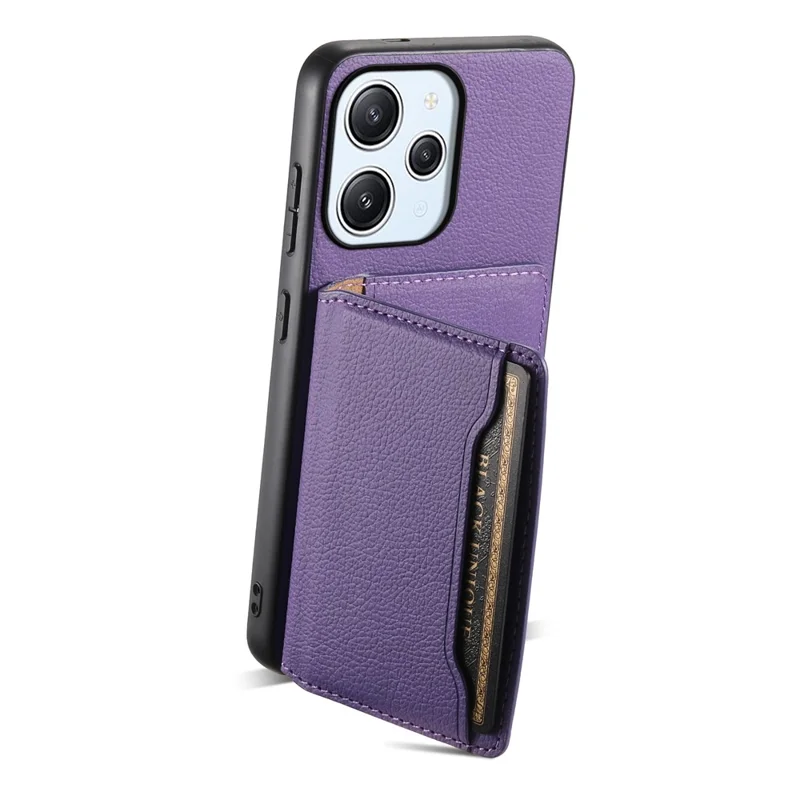 For Xiaomi Redmi Note 12R 5G / Redmi 12 5G (Global) / Redmi 12 4G Case Calf Texture Card Slots Shell - Purple