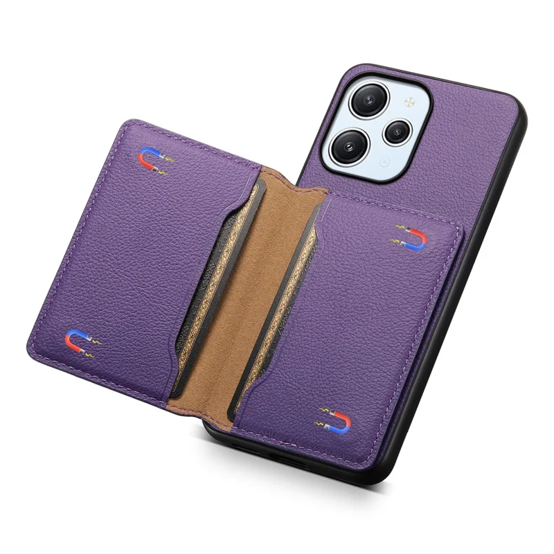 For Xiaomi Redmi Note 12R 5G / Redmi 12 5G (Global) / Redmi 12 4G Case Calf Texture Card Slots Shell - Purple