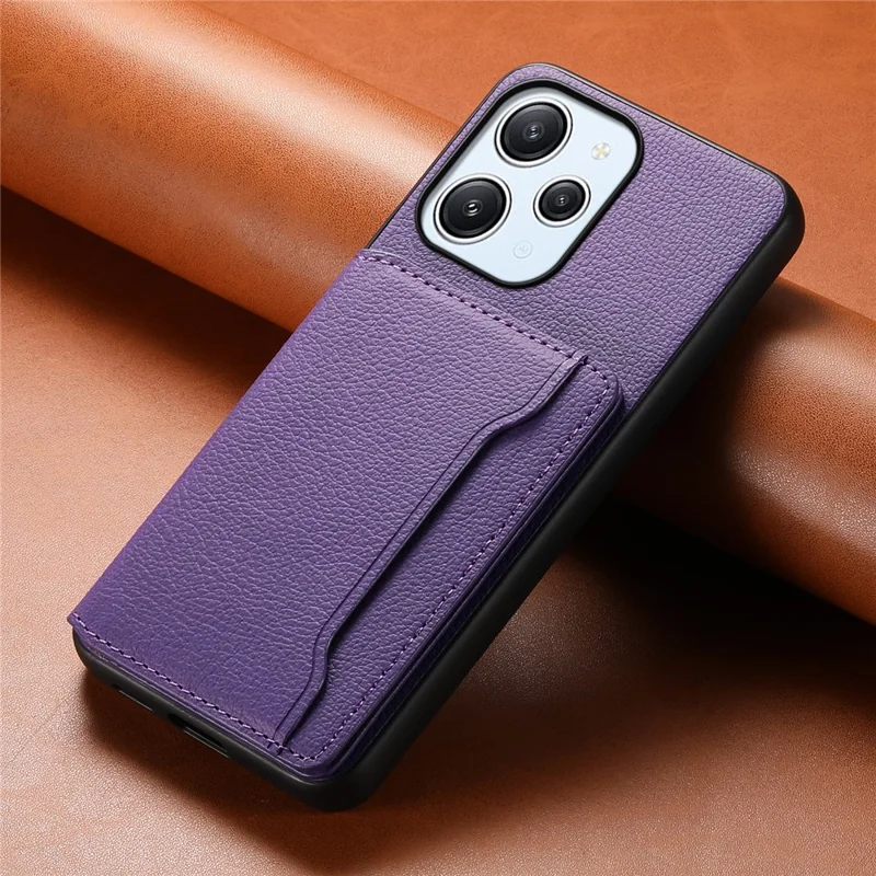 For Xiaomi Redmi Note 12R 5G / Redmi 12 5G (Global) / Redmi 12 4G Case Calf Texture Card Slots Shell - Purple