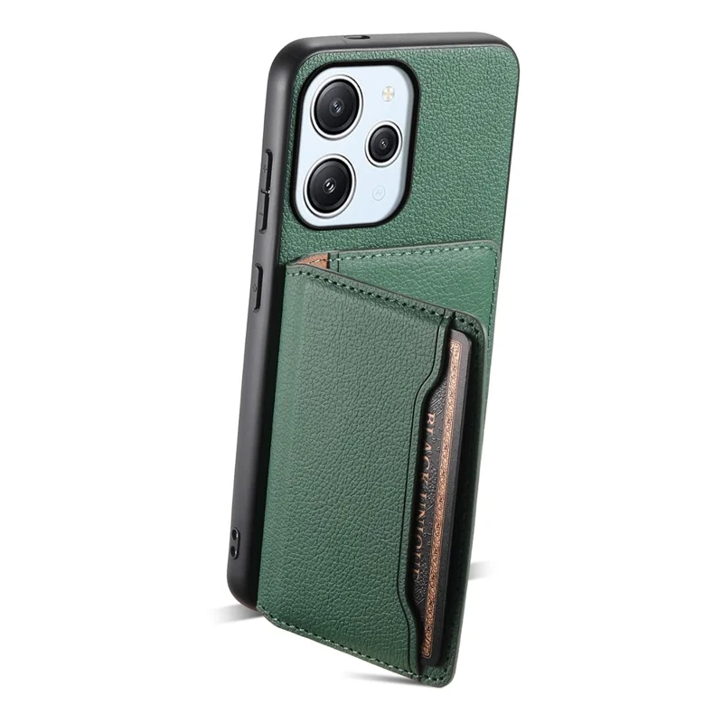 For Xiaomi Redmi Note 12R 5G / Redmi 12 5G (Global) / Redmi 12 4G Case Calf Texture Card Slots Shell - Green