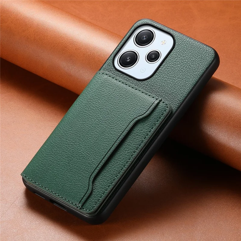 For Xiaomi Redmi Note 12R 5G / Redmi 12 5G (Global) / Redmi 12 4G Case Calf Texture Card Slots Shell - Green