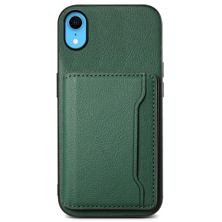 Per iPhone XR Case Supporto Supporto Texture Vitello Rivestimento in Pelle Phone Cover - Verde