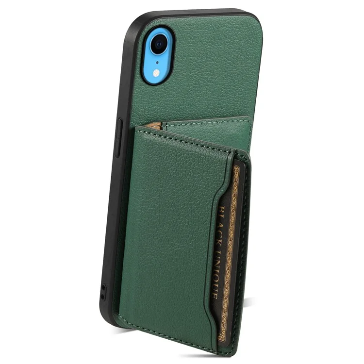 Per iPhone XR Case Supporto Supporto Texture Vitello Rivestimento in Pelle Phone Cover - Verde