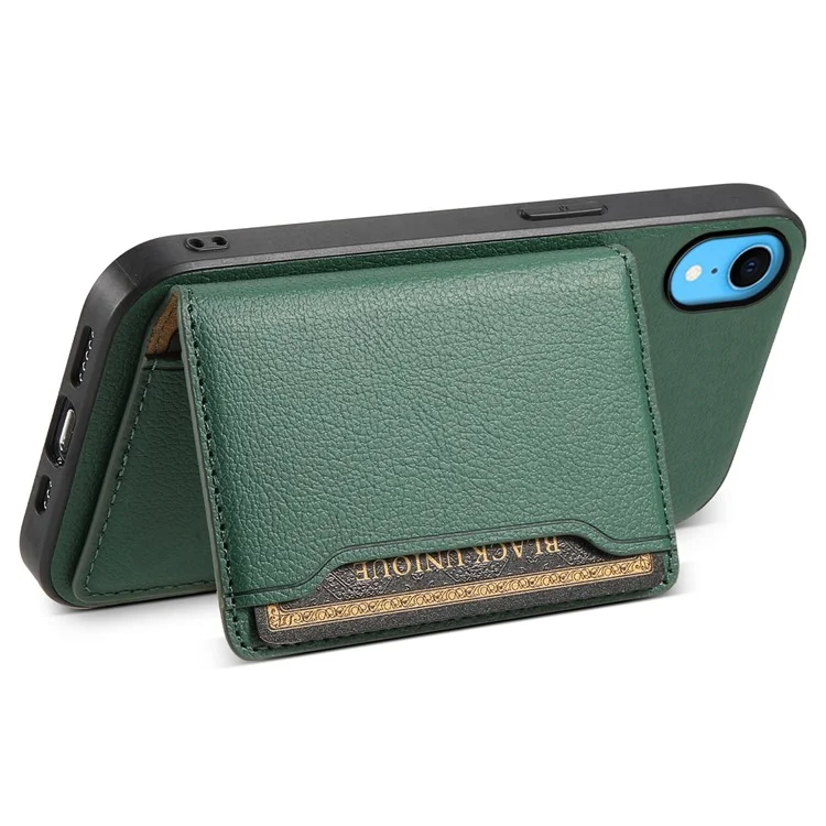 Per iPhone XR Case Supporto Supporto Texture Vitello Rivestimento in Pelle Phone Cover - Verde