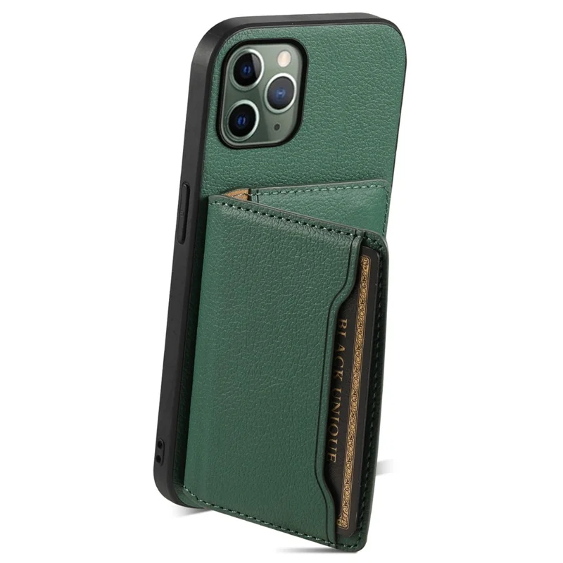For iPhone 11 Pro Case Calf Texture PU Leather Card Slots Phone Cover - Green