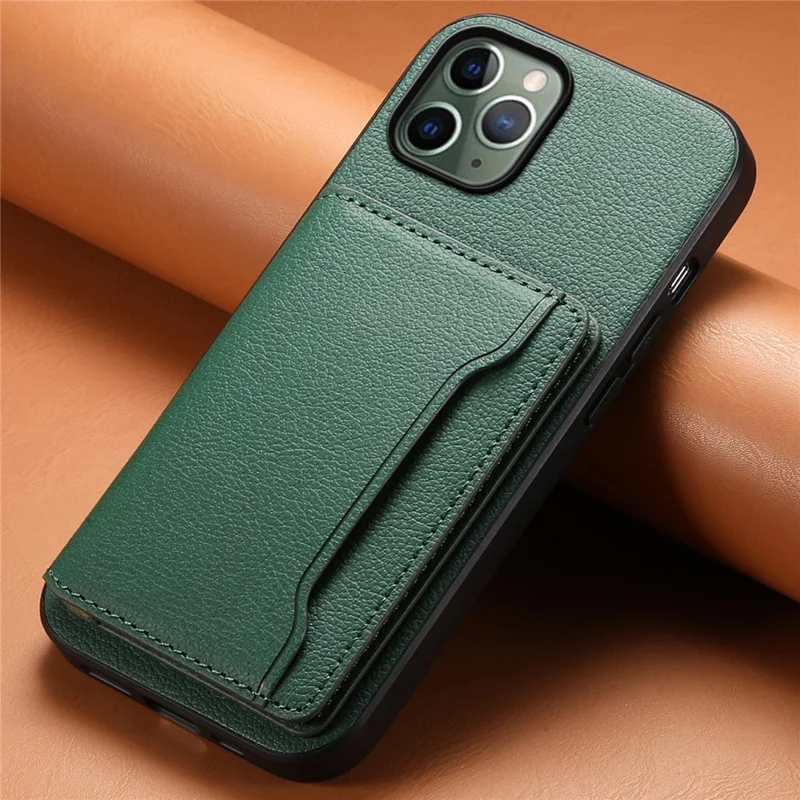 For iPhone 11 Pro Case Calf Texture PU Leather Card Slots Phone Cover - Green