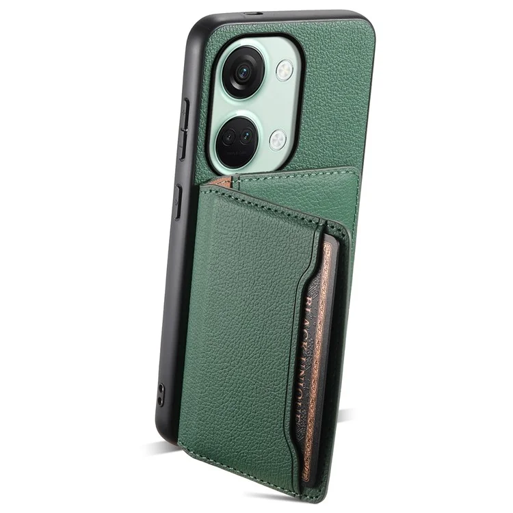 For OnePlus Ace 2V / Nord 3 5G Phone Case Leather+PC+TPU Card Slot Protective Shell - Green