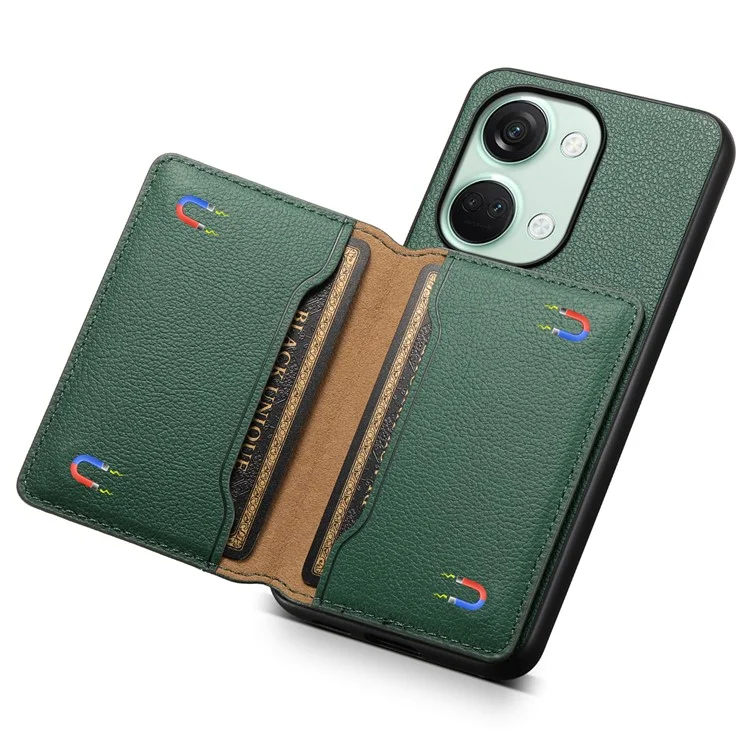 For OnePlus Ace 2V / Nord 3 5G Phone Case Leather+PC+TPU Card Slot Protective Shell - Green