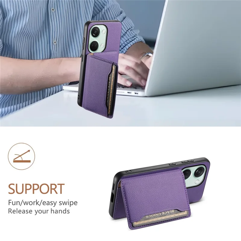 For OnePlus Ace 2V / Nord 3 5G Phone Case Leather+PC+TPU Card Slot Protective Shell - Purple