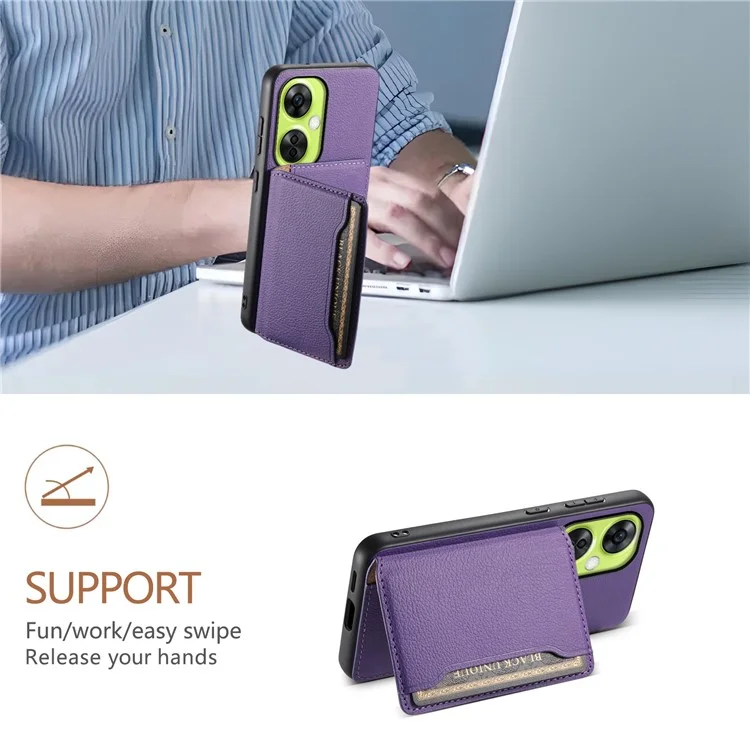 For OnePlus Nord CE 3 Lite 5G / Nord N30 5G Case PU Leather+PC+TPU Card Holder Phone Cover - Purple