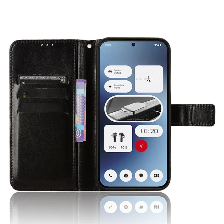 For Nothing Phone (2a) Plus / Phone (2a) Wallet Case Crazy Horse Texture Folio Stand Phone Cover - Black