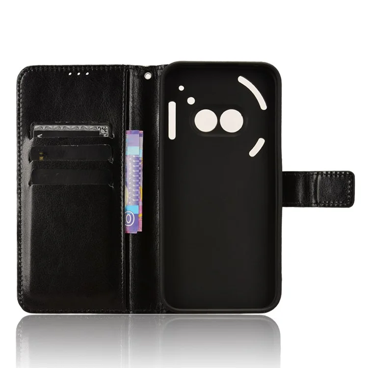 For Nothing Phone (2a) Plus / Phone (2a) Wallet Case Crazy Horse Texture Folio Stand Phone Cover - Black