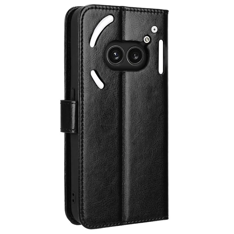 For Nothing Phone (2a) Plus / Phone (2a) Wallet Case Crazy Horse Texture Folio Stand Phone Cover - Black