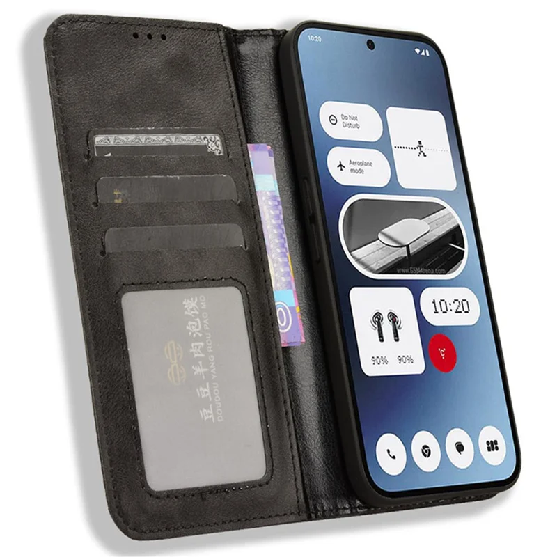 For Nothing Phone (2a) Plus / Phone (2a) Case Wallet PU Leather Phone Cover Magnetic Closing - Black