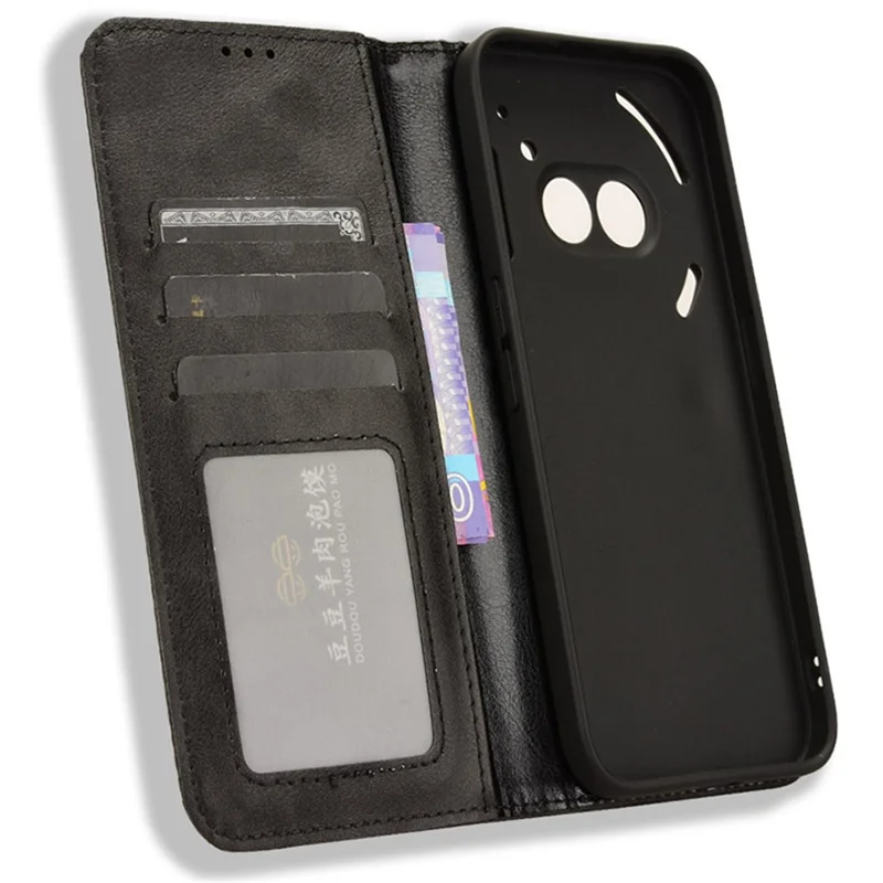 For Nothing Phone (2a) Plus / Phone (2a) Case Wallet PU Leather Phone Cover Magnetic Closing - Black