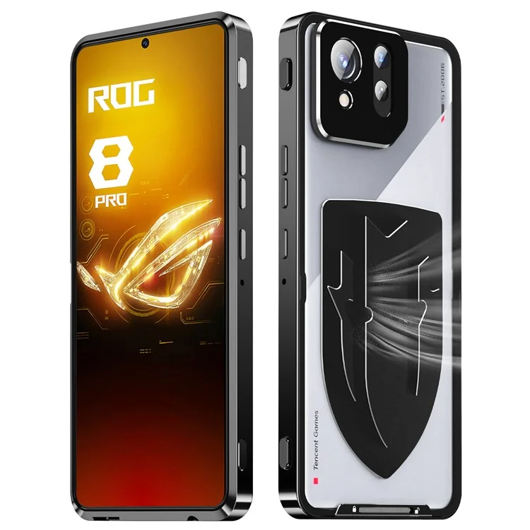 Per Asus ROG Phone 8 5G / Phone 8 Pro 5G Case Graphene Heat Dissipation Phone Shell con copertura dell'obiettivo in metallo - Nero