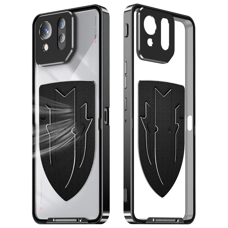 Per Asus ROG Phone 8 5G / Phone 8 Pro 5G Case Graphene Heat Dissipation Phone Shell con copertura dell'obiettivo in metallo - Nero
