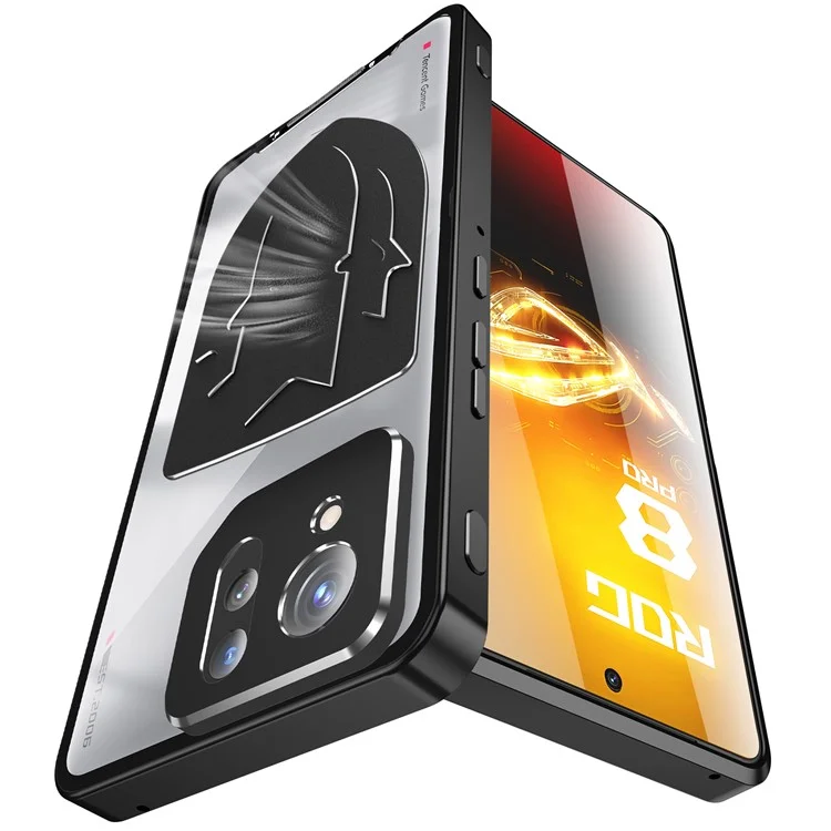 Per Asus ROG Phone 8 5G / Phone 8 Pro 5G Case Graphene Heat Dissipation Phone Shell con copertura dell'obiettivo in metallo - Nero