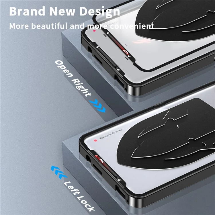 Per Asus ROG Phone 8 5G / Phone 8 Pro 5G Case Graphene Heat Dissipation Phone Shell con copertura dell'obiettivo in metallo - Nero