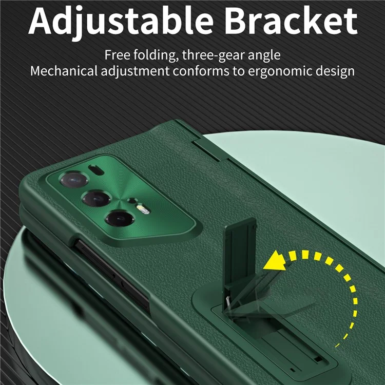 For Honor Magic V2 RSR Porsche Design Case Hinge Protection Leather+PC Phone Cover with Tempered Glass Film - Negro