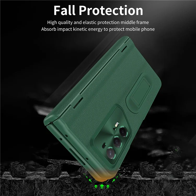 For Honor Magic V2 RSR Porsche Design Case Hinge Protection Leather+PC Phone Cover with Tempered Glass Film - Negro