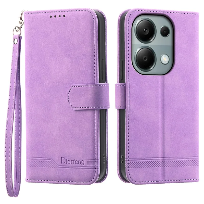 DIERFENG DF-03 für Xiaomi Redmi Note 13 Pro 4G / Poco M6 Pro 4G Wallet Case Lederhülle mit Ständer - Lila