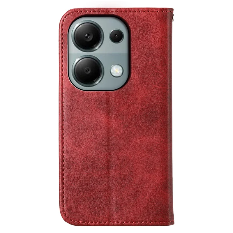 For Xiaomi Redmi Note 13 Pro 4G Case PU Leather Rhombus Imprinted Pattern Wallet Phone Cover - Red
