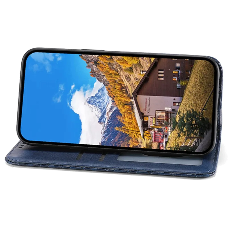 For Xiaomi Redmi Note 13 Pro 4G Case PU Leather Rhombus Imprinted Pattern Wallet Phone Cover - Blue