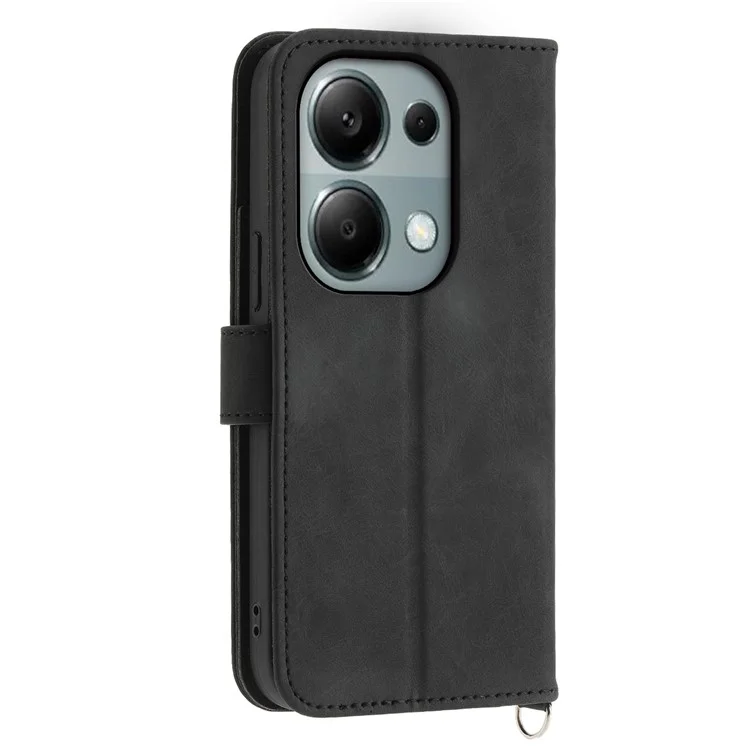 Para Xiaomi Redmi Note 13 Pro 4G / Poco M6 Pro 4G Capa Padrão de Flor Toque de Pele - Preto
