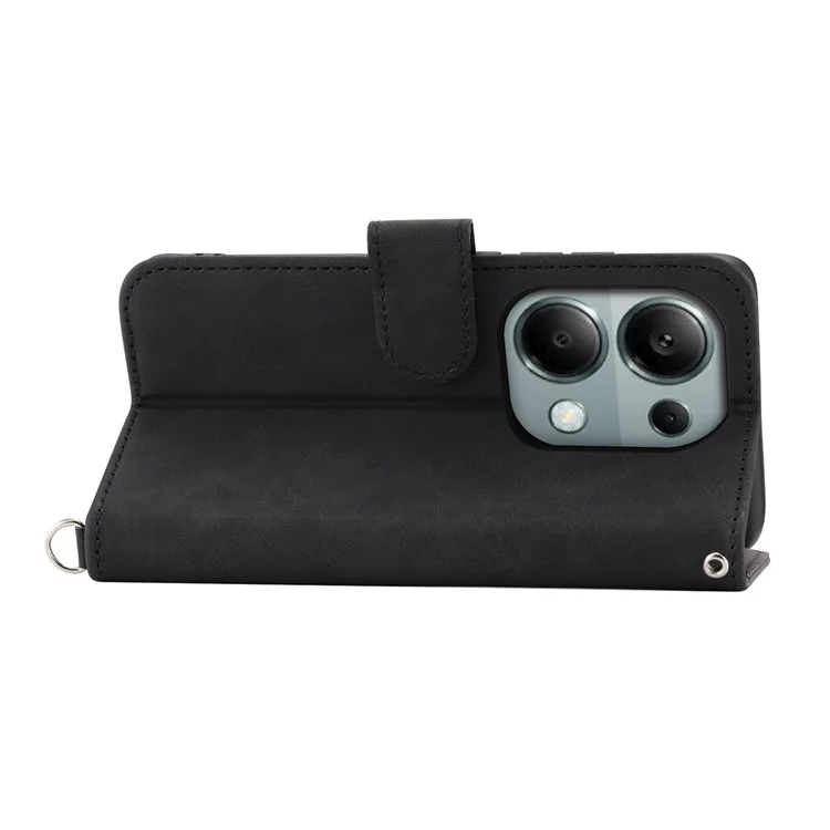 Para Xiaomi Redmi Note 13 Pro 4G / Poco M6 Pro 4G Capa Padrão de Flor Toque de Pele - Preto