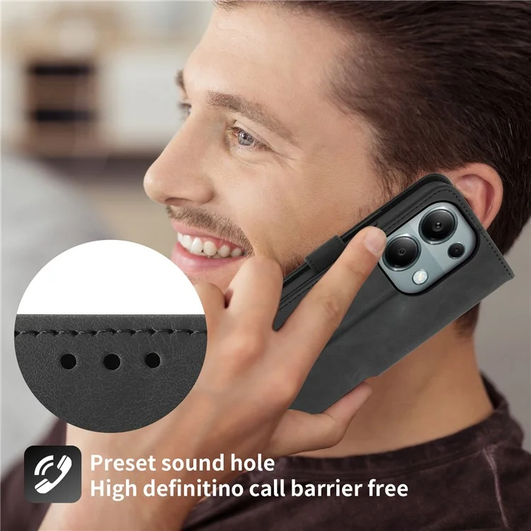 Para Xiaomi Redmi Note 13 Pro 4G / Poco M6 Pro 4G Capa Padrão de Flor Toque de Pele - Preto
