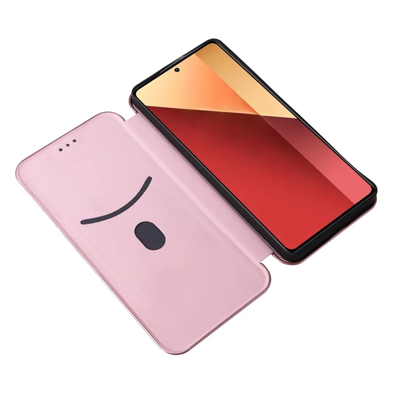 For Xiaomi Redmi Note 13 Pro 4G / Poco M6 Pro 4G Case Carbon Fiber Texture PU Leather Phone Cover - Rose Gold