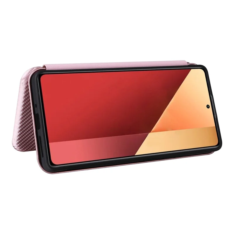 For Xiaomi Redmi Note 13 Pro 4G / Poco M6 Pro 4G Case Carbon Fiber Texture PU Leather Phone Cover - Rose Gold