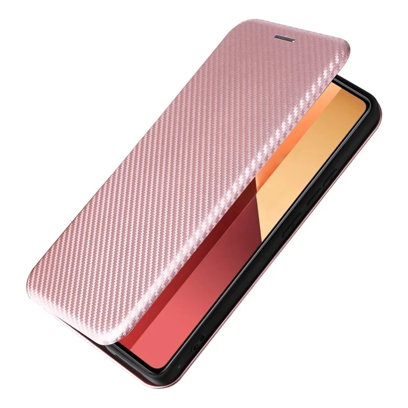 For Xiaomi Redmi Note 13 Pro 4G / Poco M6 Pro 4G Case Carbon Fiber Texture PU Leather Phone Cover - Rose Gold