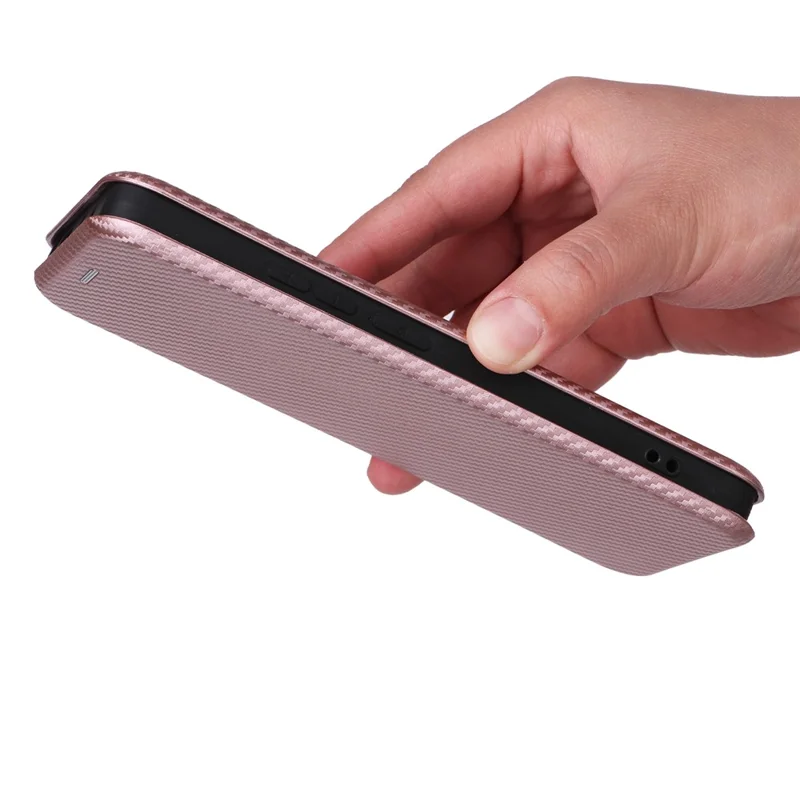 For Xiaomi Redmi Note 13 Pro 4G / Poco M6 Pro 4G Case Carbon Fiber Texture PU Leather Phone Cover - Rose Gold