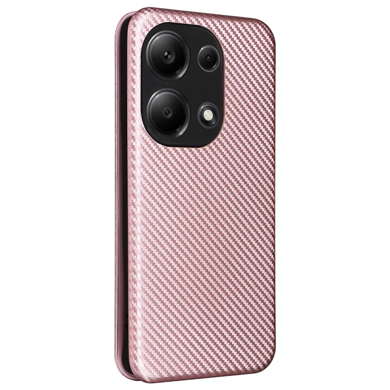 For Xiaomi Redmi Note 13 Pro 4G / Poco M6 Pro 4G Case Carbon Fiber Texture PU Leather Phone Cover - Rose Gold