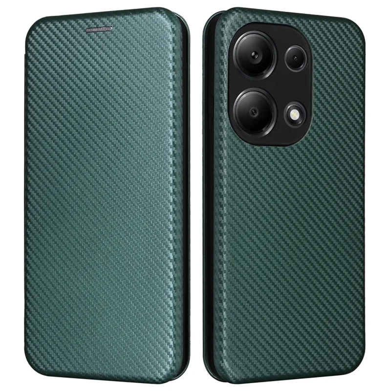 For Xiaomi Redmi Note 13 Pro 4G / Poco M6 Pro 4G Case Carbon Fiber Texture PU Leather Phone Cover - Green