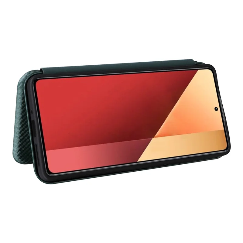For Xiaomi Redmi Note 13 Pro 4G / Poco M6 Pro 4G Case Carbon Fiber Texture PU Leather Phone Cover - Green