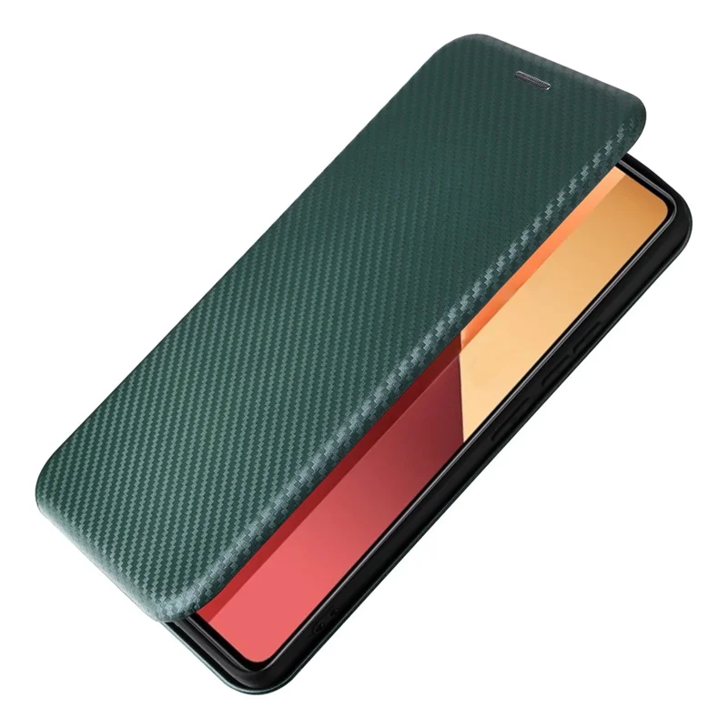 For Xiaomi Redmi Note 13 Pro 4G / Poco M6 Pro 4G Case Carbon Fiber Texture PU Leather Phone Cover - Green