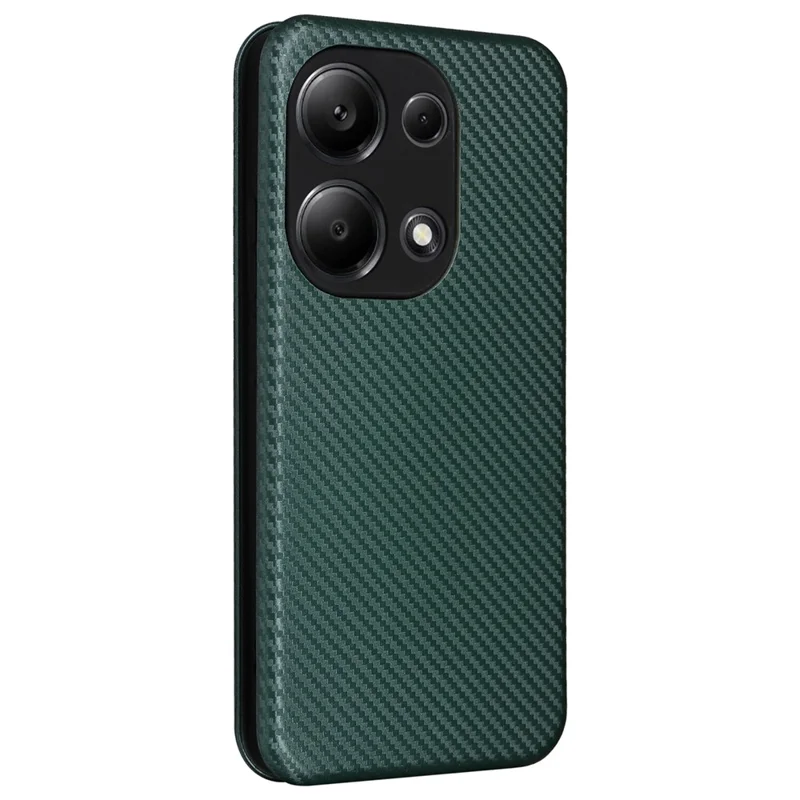 For Xiaomi Redmi Note 13 Pro 4G / Poco M6 Pro 4G Case Carbon Fiber Texture PU Leather Phone Cover - Green