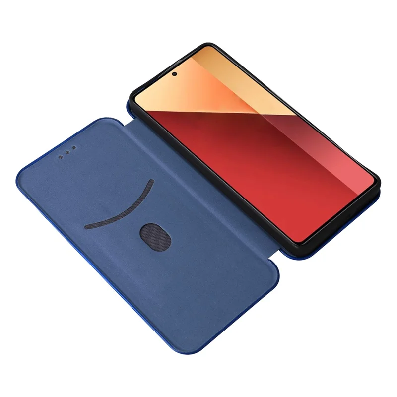 Für Xiaomi Redmi Note 13 Pro 4G / Poco M6 Pro 4G Case Carbon Fiber Textur PU Leder Handyhülle - Blau
